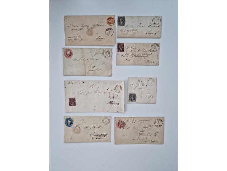 1852/67 (ca.), alte Partie von rund 180 Briefen und Ganzsachen (plus einige Vorderseiten), dabei bessere Stempel wie "MEHLTHE