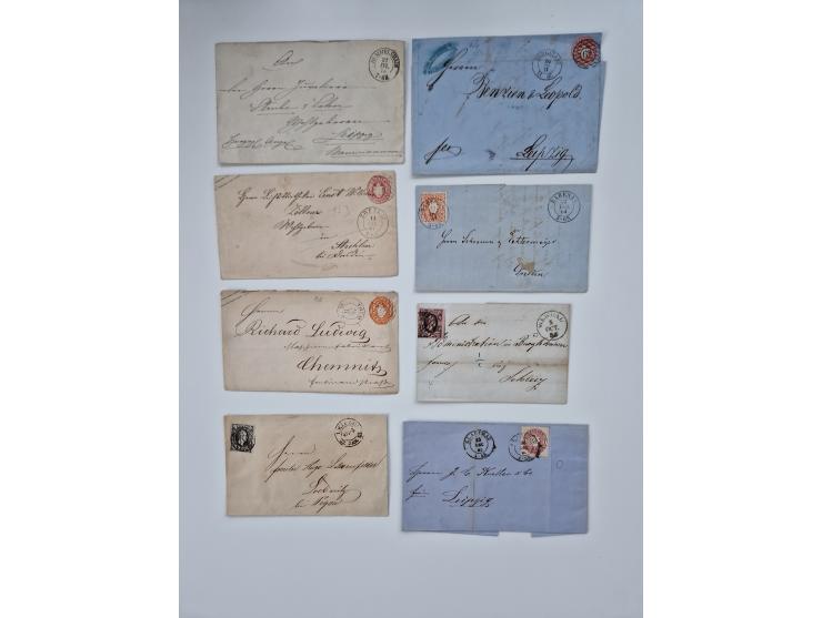 1852/67 (ca.), alte Partie von rund 180 Briefen und Ganzsachen (plus einige Vorderseiten), dabei bessere Stempel wie "MEHLTHE