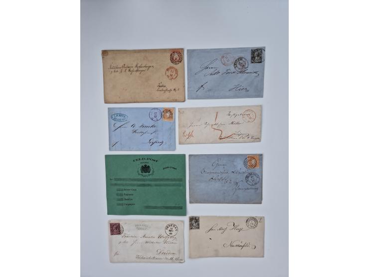 1852/67 (ca.), alte Partie von rund 180 Briefen und Ganzsachen (plus einige Vorderseiten), dabei bessere Stempel wie "MEHLTHE