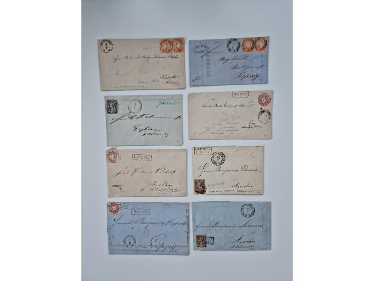 1852/67 (ca.), alte Partie von rund 180 Briefen und Ganzsachen (plus einige Vorderseiten), dabei bessere Stempel wie "MEHLTHE
