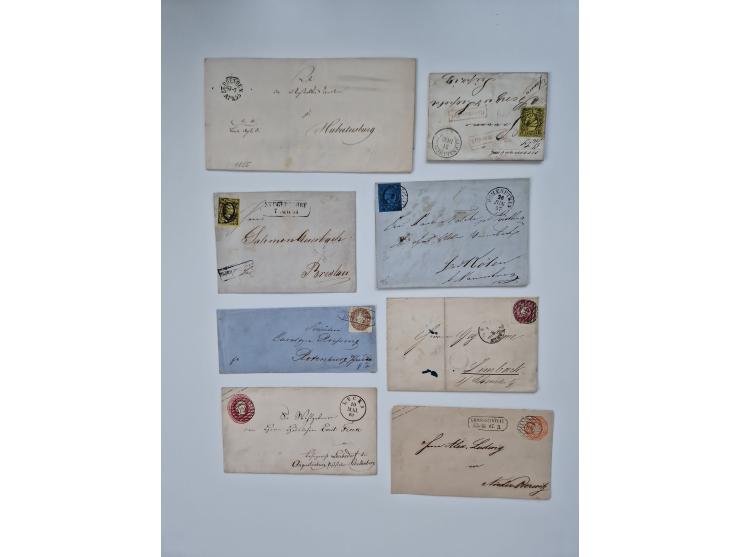 1852/67 (ca.), alte Partie von rund 180 Briefen und Ganzsachen (plus einige Vorderseiten), dabei bessere Stempel wie "MEHLTHE