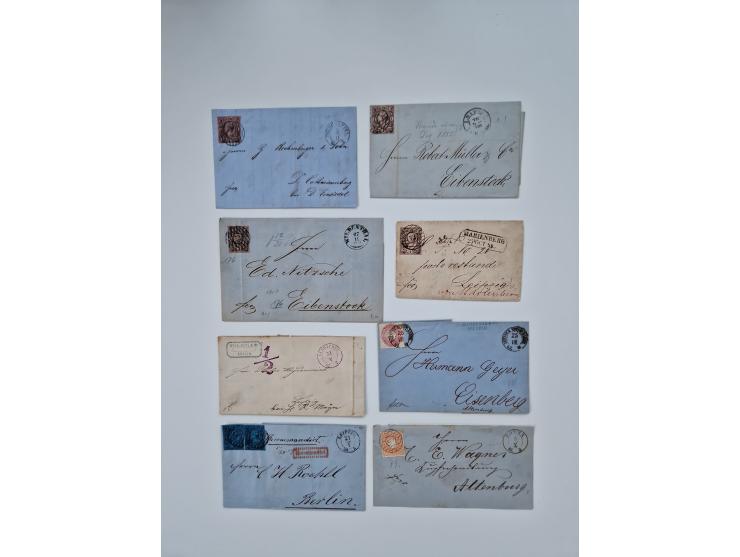 1852/67 (ca.), alte Partie von rund 180 Briefen und Ganzsachen (plus einige Vorderseiten), dabei bessere Stempel wie "MEHLTHE
