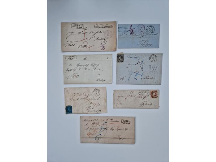 1852/67 (ca.), alte Partie von rund 180 Briefen und Ganzsachen (plus einige Vorderseiten), dabei bessere Stempel wie "MEHLTHE