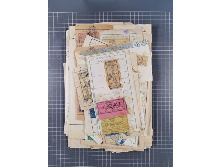 1900/30, hundreds of revenues on documents mainly cancelled with all arabic ottoman cancellations.