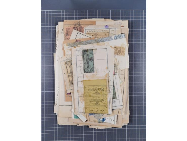 1900/30, hundreds of revenues on documents mainly cancelled with all arabic ottoman cancellations.