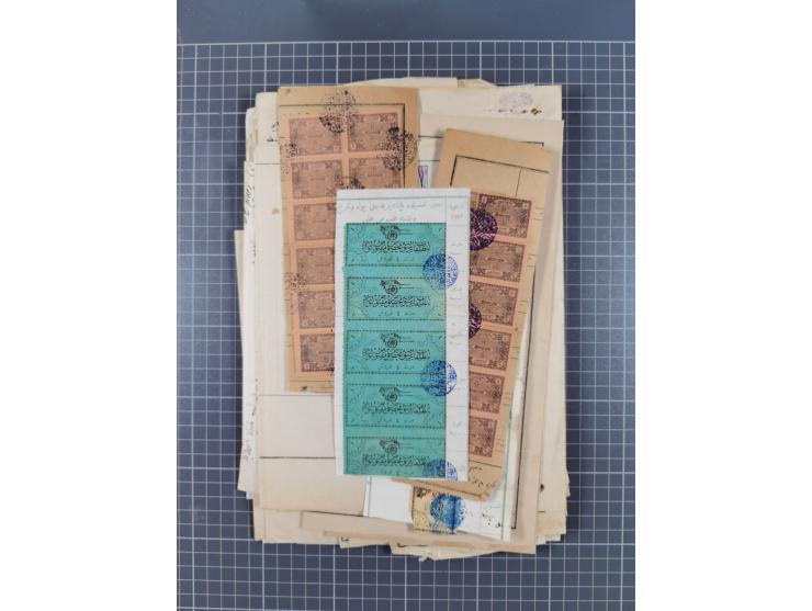 1900/30, hundreds of revenues on documents mainly cancelled with all arabic ottoman cancellations.