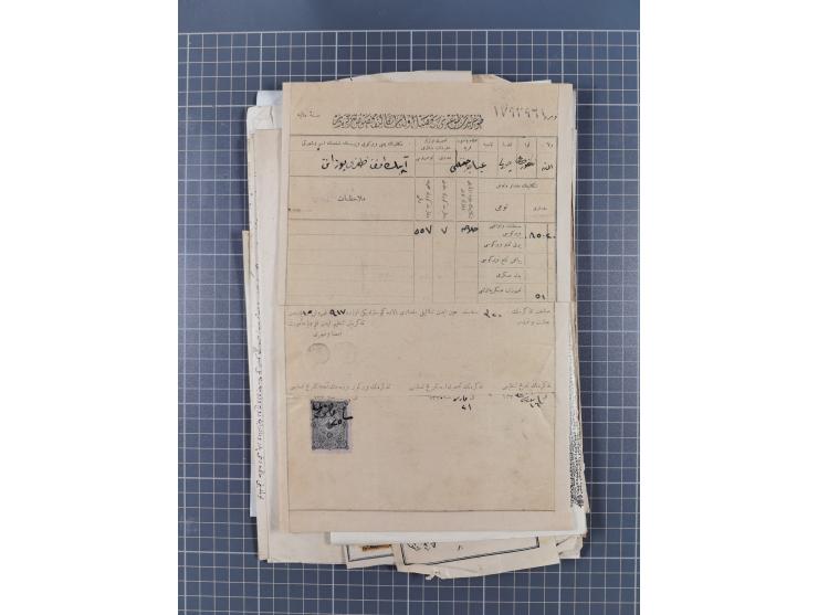 1900/30, hundreds of revenues on documents mainly cancelled with all arabic ottoman cancellations.