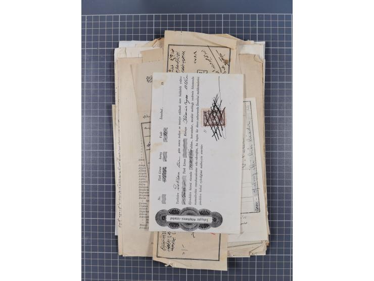 1900/30, hundreds of revenues on documents mainly cancelled with all arabic ottoman cancellations.