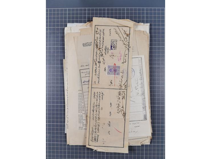 1900/30, hundreds of revenues on documents mainly cancelled with all arabic ottoman cancellations.