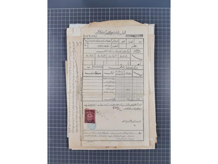 1900/30, hundreds of revenues on documents mainly cancelled with all arabic ottoman cancellations.
