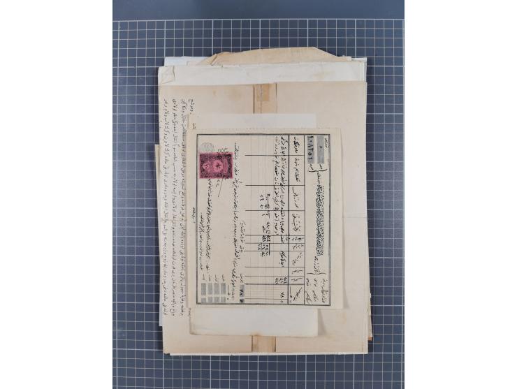 1900/30, hundreds of revenues on documents mainly cancelled with all arabic ottoman cancellations.