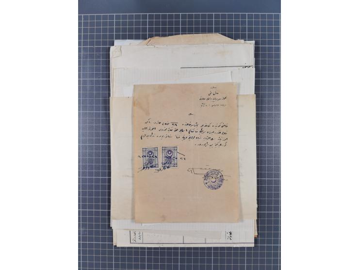 1900/30, hundreds of revenues on documents mainly cancelled with all arabic ottoman cancellations.