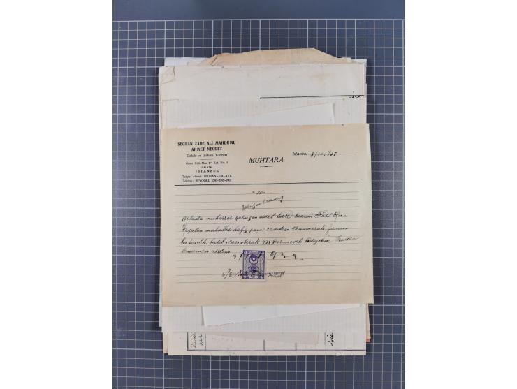 1900/30, hundreds of revenues on documents mainly cancelled with all arabic ottoman cancellations.