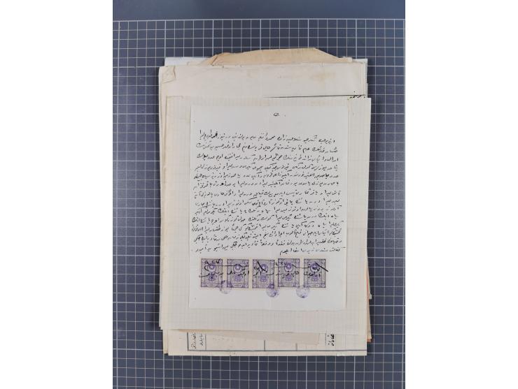 1900/30, hundreds of revenues on documents mainly cancelled with all arabic ottoman cancellations.