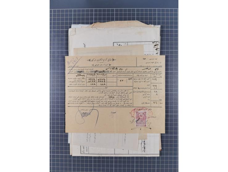 1900/30, hundreds of revenues on documents mainly cancelled with all arabic ottoman cancellations.