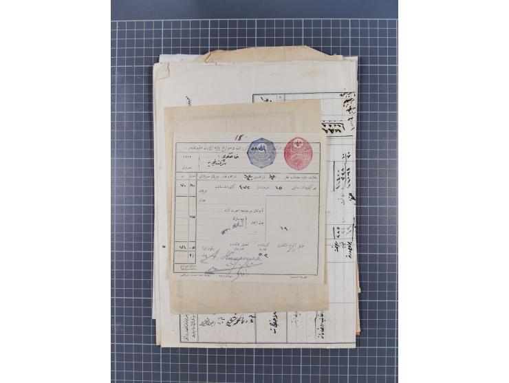 1900/30, hundreds of revenues on documents mainly cancelled with all arabic ottoman cancellations.
