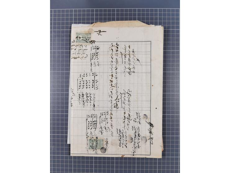 1900/30, hundreds of revenues on documents mainly cancelled with all arabic ottoman cancellations.