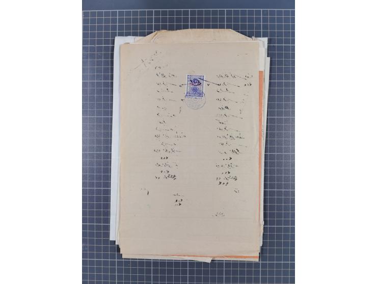 1900/30, hundreds of revenues on documents mainly cancelled with all arabic ottoman cancellations.