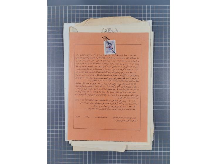 1900/30, hundreds of revenues on documents mainly cancelled with all arabic ottoman cancellations.
