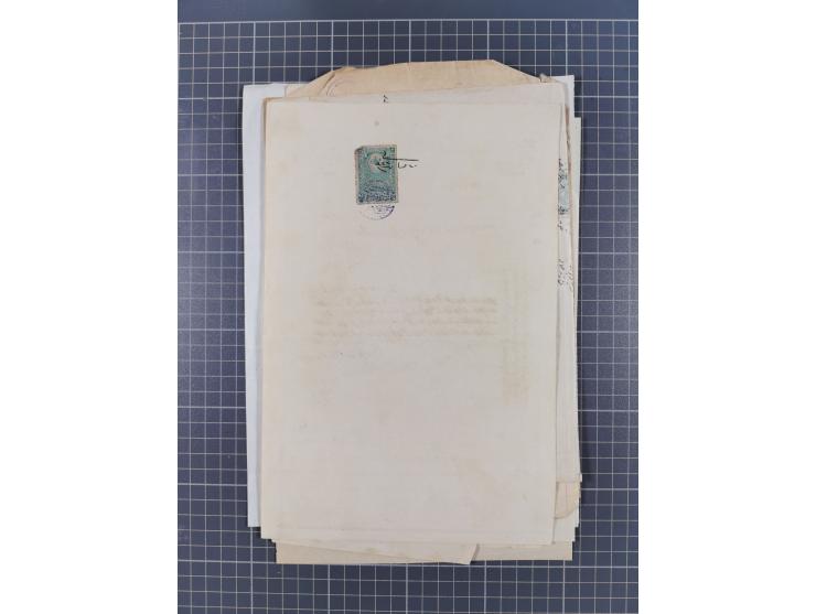 1900/30, hundreds of revenues on documents mainly cancelled with all arabic ottoman cancellations.