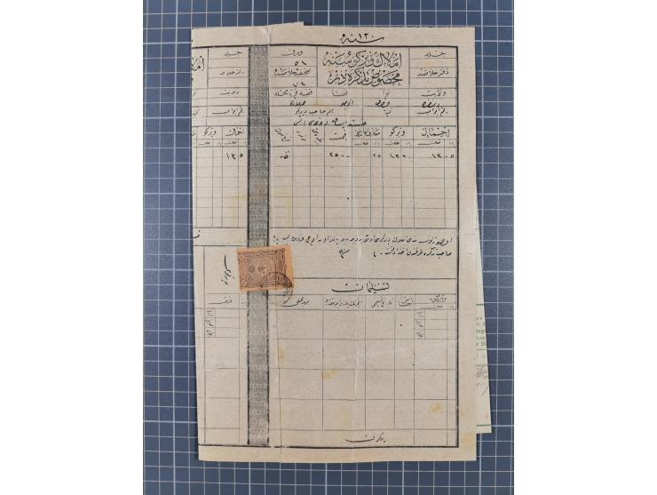 1900/30, hundreds of revenues on documents mainly cancelled with all arabic ottoman cancellations.