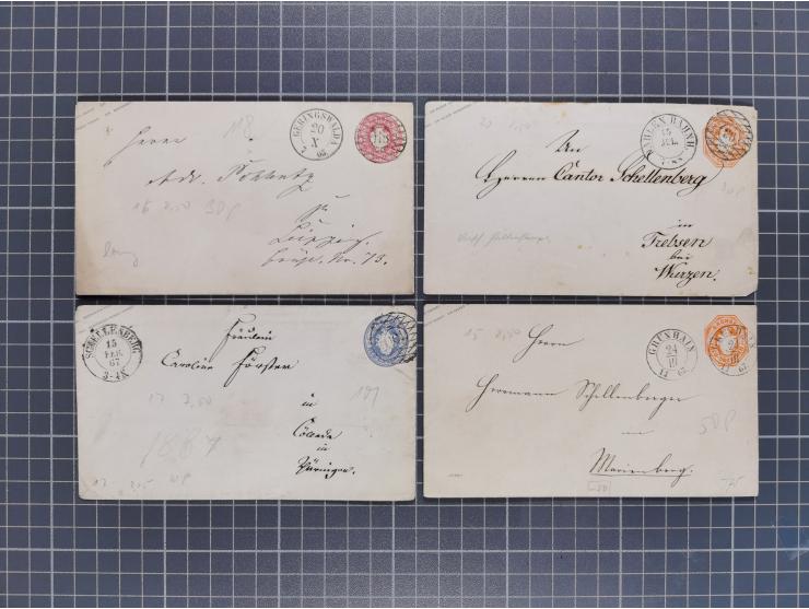 1859/67, 35 ungebrauchte und 45 gebrauchte Ganzsachen, fast nur verschiedene, dabei diverse Zufrankaturen und gebrauchte Groß