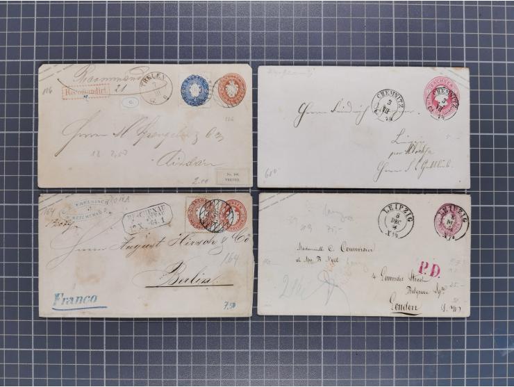 1859/67, 35 ungebrauchte und 45 gebrauchte Ganzsachen, fast nur verschiedene, dabei diverse Zufrankaturen und gebrauchte Groß