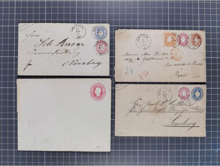 1859/67, 35 ungebrauchte und 45 gebrauchte Ganzsachen, fast nur verschiedene, dabei diverse Zufrankaturen und gebrauchte Groß