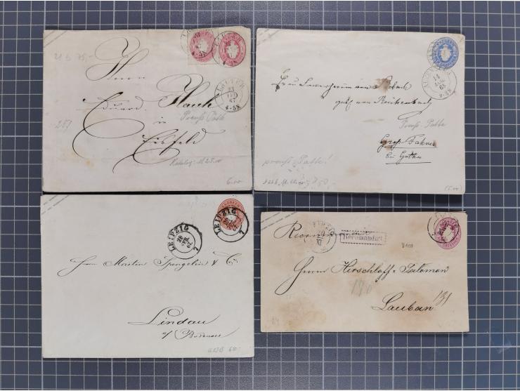 1859/67, 35 ungebrauchte und 45 gebrauchte Ganzsachen, fast nur verschiedene, dabei diverse Zufrankaturen und gebrauchte Groß