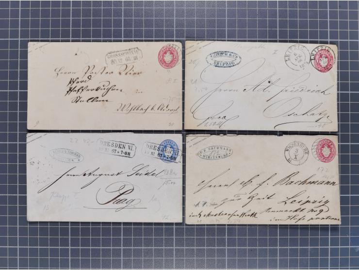 1859/67, 35 ungebrauchte und 45 gebrauchte Ganzsachen, fast nur verschiedene, dabei diverse Zufrankaturen und gebrauchte Groß