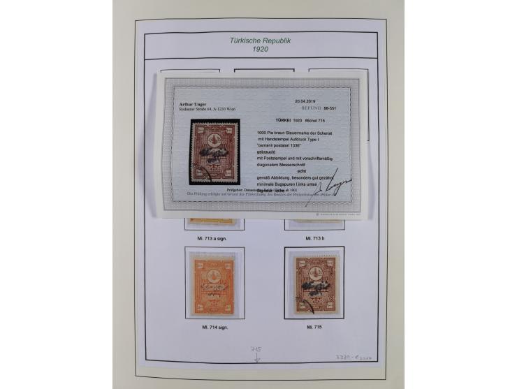 1920/69, mostly unused/mint and cancelled collection ‘Republic of Turkey’ in album with some better and complete issues Angor