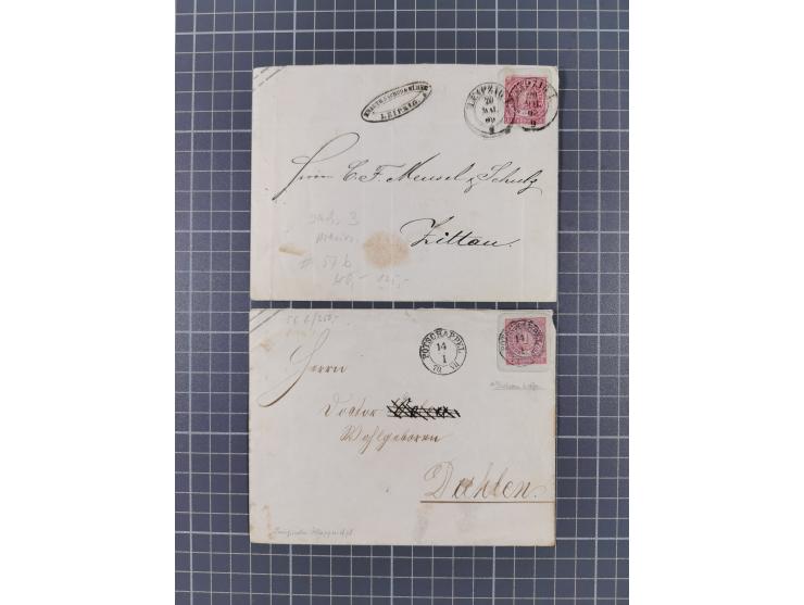 1868, Aufbrauchsumschläge Sachsen, 17 ungebrauchte und 10 gebrauchte Umschläge, fast alle verschieden; wenige etwas fehlerhaf