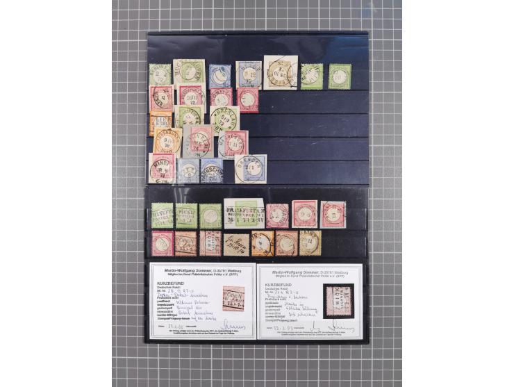 1872/94, interessante Sammlung mit 35 gestempelten Marken inkl. besseren Marken und vieler schöner Briefstücke mit sehr klare