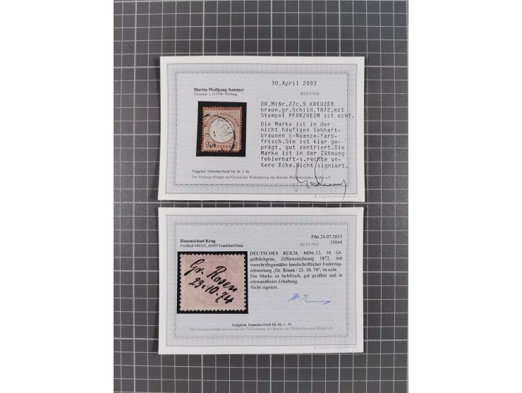 1872/94, interessante Sammlung mit 35 gestempelten Marken inkl. besseren Marken und vieler schöner Briefstücke mit sehr klare