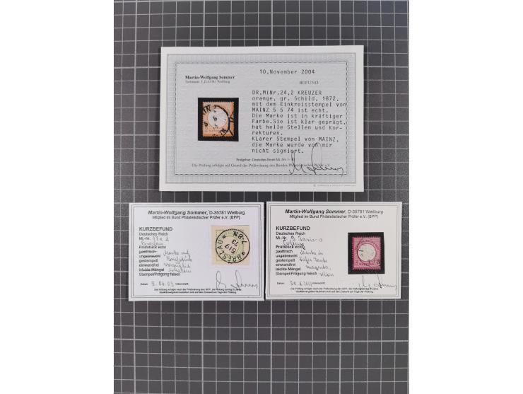 1872/94, interessante Sammlung mit 35 gestempelten Marken inkl. besseren Marken und vieler schöner Briefstücke mit sehr klare