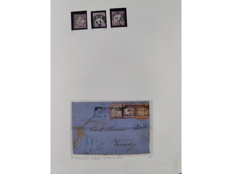 1872/74, interessante gestempelte Sammlung mit vielen Briefstücken, bessere Stempel inkl. Bahnpost und ca. fast 50 frankierte