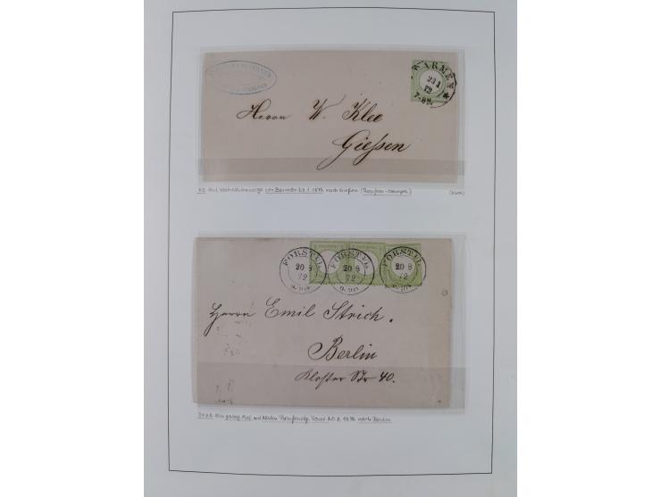 1872/74, interessante gestempelte Sammlung mit vielen Briefstücken, bessere Stempel inkl. Bahnpost und ca. fast 50 frankierte