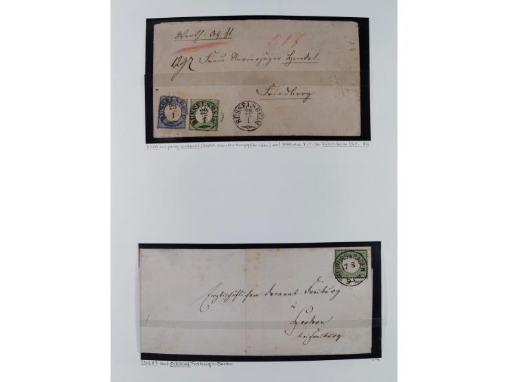 1872/74, interessante gestempelte Sammlung mit vielen Briefstücken, bessere Stempel inkl. Bahnpost und ca. fast 50 frankierte