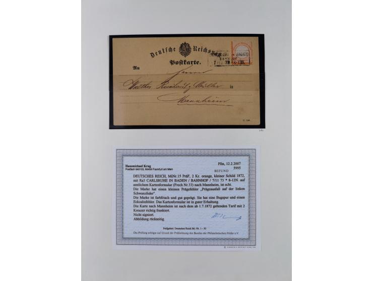 1872/74, interessante gestempelte Sammlung mit vielen Briefstücken, bessere Stempel inkl. Bahnpost und ca. fast 50 frankierte