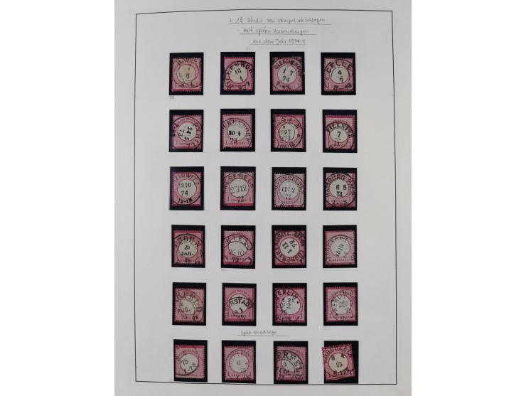 1872/74, interessante gestempelte Sammlung mit vielen Briefstücken, bessere Stempel inkl. Bahnpost und ca. fast 50 frankierte