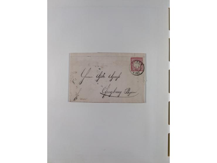 1872/74, interessante gestempelte Sammlung mit vielen Briefstücken, bessere Stempel inkl. Bahnpost und ca. fast 50 frankierte