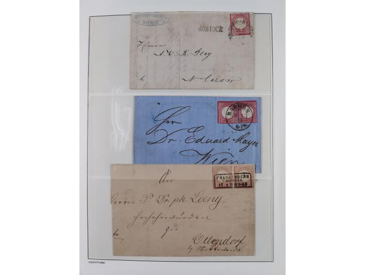 1872/74, interessante gestempelte Sammlung mit vielen Briefstücken, bessere Stempel inkl. Bahnpost und ca. fast 50 frankierte