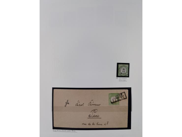 1872/74, interessante gestempelte Sammlung mit vielen Briefstücken, bessere Stempel inkl. Bahnpost und ca. fast 50 frankierte