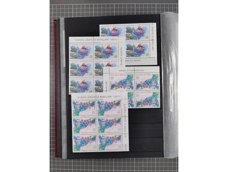 1960/2004, Stamps in blocks, all mint never hinged, including complete sheet animals 1979, 43 souvenir sheets, very fine.