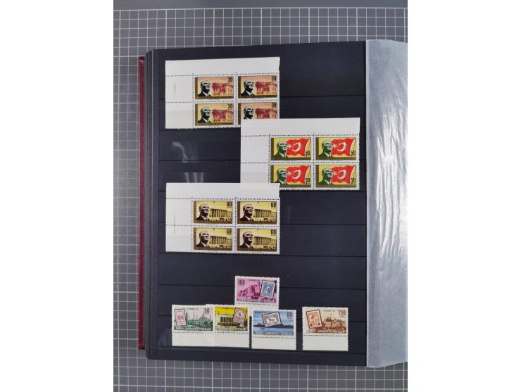 1960/2004, Stamps in blocks, all mint never hinged, including complete sheet animals 1979, 43 souvenir sheets, very fine.