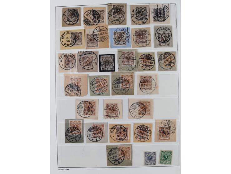 1890/1900, Krone/Adler 3-50 Pfg., ca. 180 Briefestücke und lose Marken mit oft klaren Stempel-Abschlägen, dabei Paare, Marken