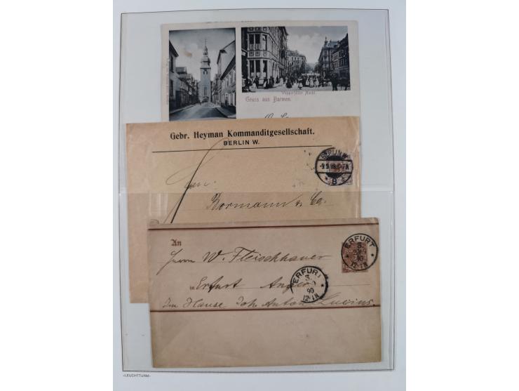 1890/1900, Krone/Adler, ca. 60 Briefe, Karten und Ganzsachen mit interessanten Stempeln, Frankaturen und Destinationen, dabei