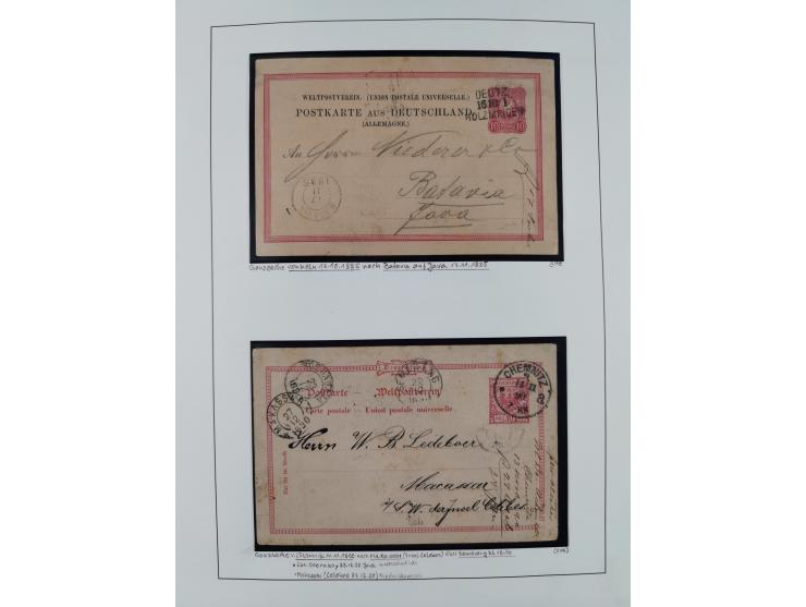 1890/1900, Krone/Adler, ca. 60 Briefe, Karten und Ganzsachen mit interessanten Stempeln, Frankaturen und Destinationen, dabei