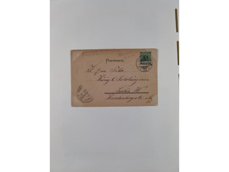 1890/1900, Krone/Adler, ca. 60 Briefe, Karten und Ganzsachen mit interessanten Stempeln, Frankaturen und Destinationen, dabei