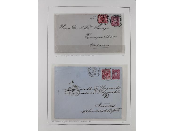 1890/1900, Krone/Adler, ca. 60 Briefe, Karten und Ganzsachen mit interessanten Stempeln, Frankaturen und Destinationen, dabei